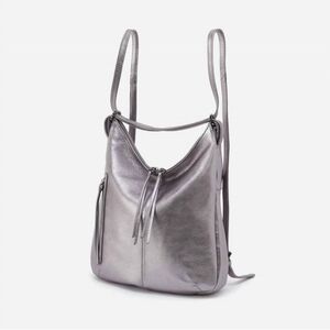 HOBO Merrin Convertible Backpack in Anthracite Metallic Grey Shoulder Bag